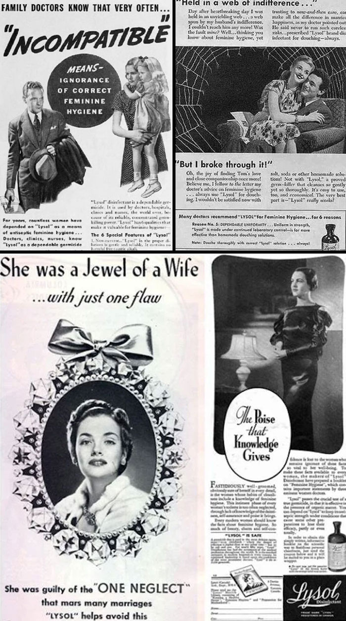 In The 1940s, Lysol Was Advertised As A Feminine Hygiene Product And Contraceptive