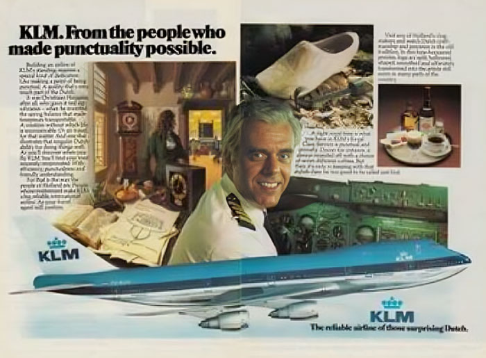 1977 KLM Advertisement Featuring A Pilot Who Would Be Involved That Year, In The Worst Aviation Accident In History At Tenerife Airport