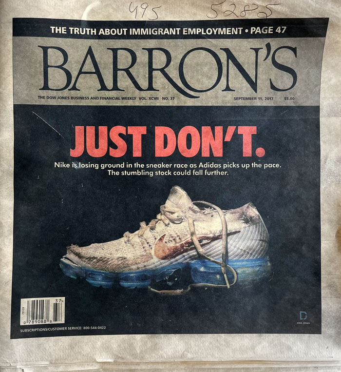 I Saved This One About Nike From September 2017 And It Seems Like Barron’s Just Doesn’t Like Great Companies