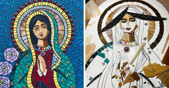 I Captured The Stages Of My Mosaic Artwork Illustrating The Holy ‘Mary’