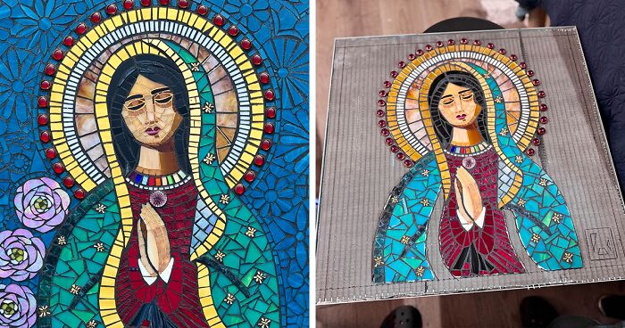 I Captured The Stages Of My Mosaic Artwork Illustrating The Holy ‘Mary’