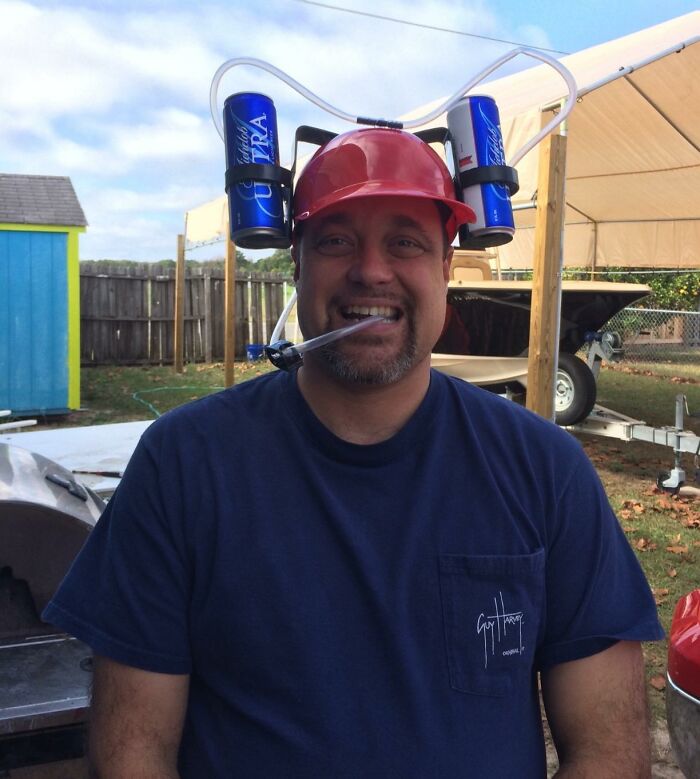 This Beer Guzzler Helmet  Is For Everyone That Wan't To Be Productive While Indulging In Their Favorite Beverage