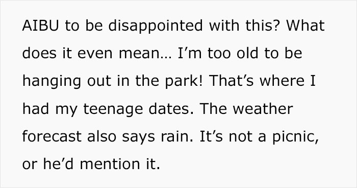 Woman Upset When Guy Asks Her To Sit In The Park For Second Date, Sparks Online Discussion