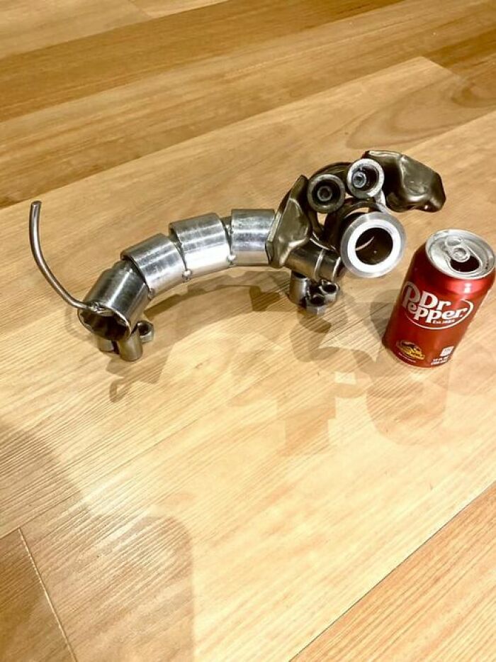 My Dachshund ❤️ Made From Truck Sockets, Engine Parts, Galv Caps, Wire, Small Sockets, Nuts And Bolts