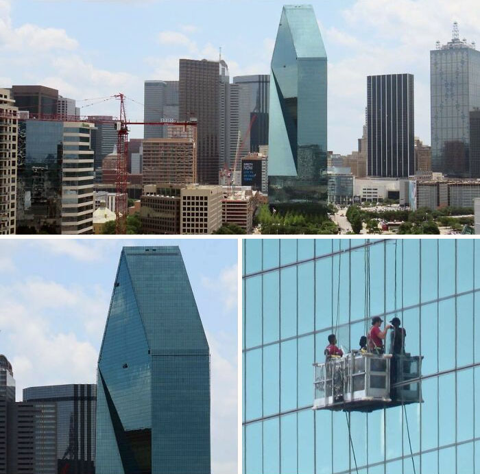 Oh What's That Little Blotch On Fountain Place? No Big Deal, Just Some Window Washers Performing The Scariest Job In The World