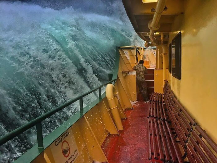 Empleado en un ferry cerca de Sydney