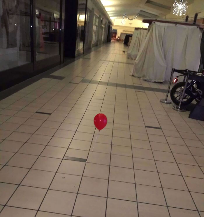 I Work Graveyard At The Mall Alone. This Was In The Middle Of The Floor At 4 AM This Morning