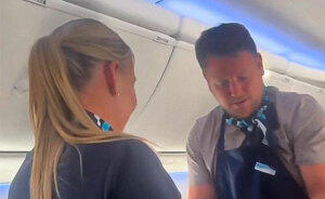 Woman Baffled To See Flight Attendant Is Her Boyfriend After He Got Up To Use The Restroom