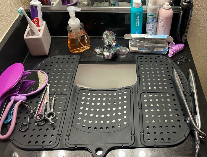 From Hair Styling To Makeup Application: Sink Topper Foldable Sink Cover Provides A Heat-Resistant Surface And Extra Storage