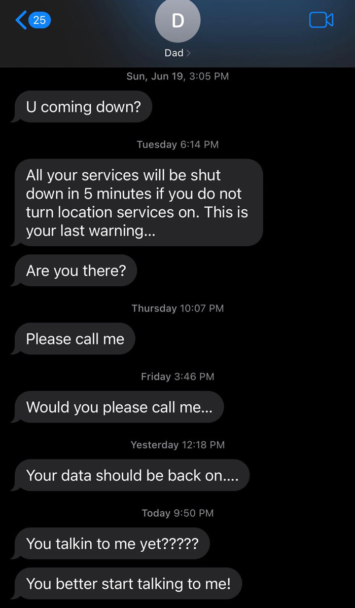 I Turned Off My Location Services For My Own Privacy. My Dad, Citing Safety Reasons, Turned Off My Wireless Data Until I Share My Location