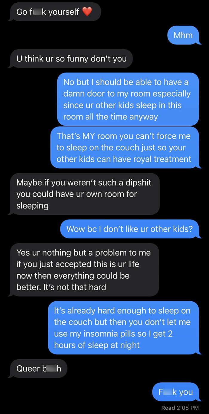 Conversation With My Dad About Him Forcing Me To Sleep On The Couch So His Other Kids Can Have My Room