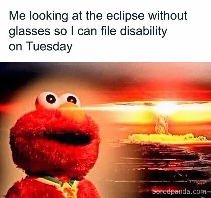 Cookie Monter is looking at the Eclipse on Tuesday meme.