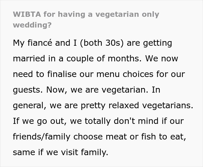 “Disrespectful”: Couple Called Out For Their Vegetarian Wedding Menu, Ask Who’s In The Wrong