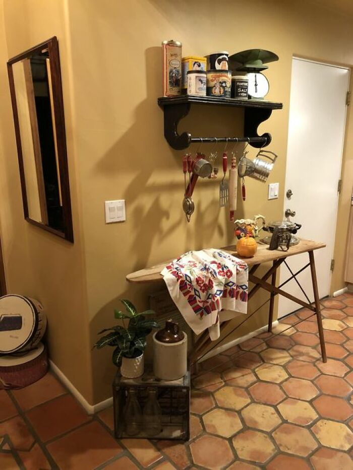 My Home Is Southwestern But I Have A Lot Of Vintage Items That I Love. This Is A Vignette With Some Of My Kitchen Items