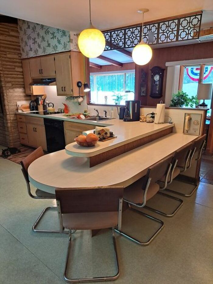 My Grandparents' Sweet *mostly* Untouched Early 60's Kitchen With Original Cabinets, Counters/Backsplashes, And Lighting