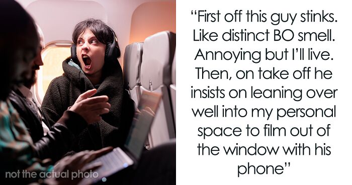 Smelly Guy With Less Than 0 Self Awareness Keeps Leaning On Woman During Flight While She Rages