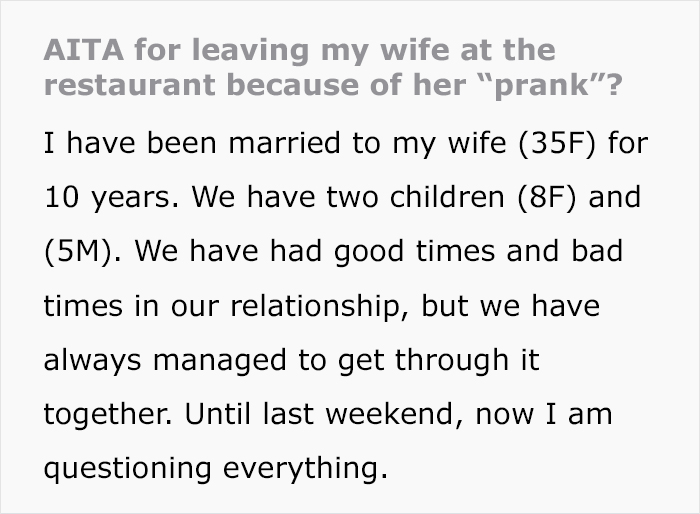 Anniversary Dinner Turns Sour After Wife’s Awful Prank Leaves Man Questioning 10-Year Marriage