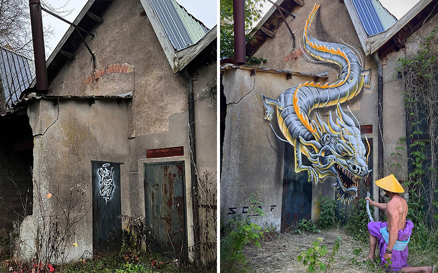 French Street Artist Paints 3D Graffiti And It’s Not For The Faint Of Heart ( New Pics)