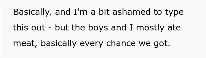 "AITA For Secretly Cheating On Our Vegetarian Diet That My Wife Made Our Family Do?"