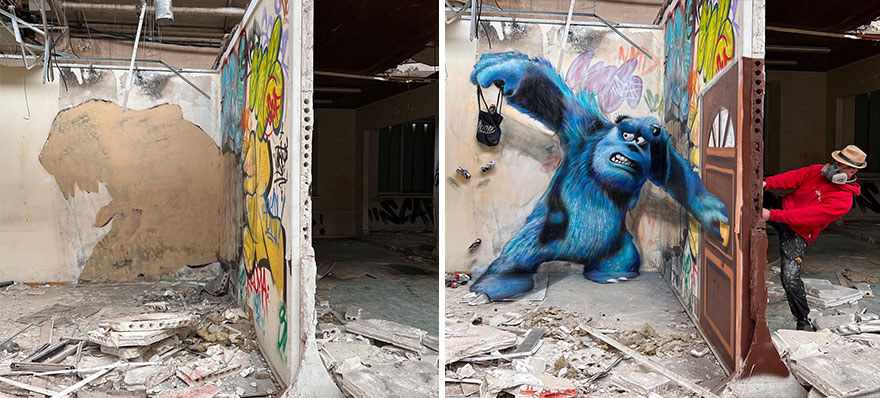 French Street Artist Paints 3D Graffiti And It’s Not For The Faint Of Heart ( New Pics)