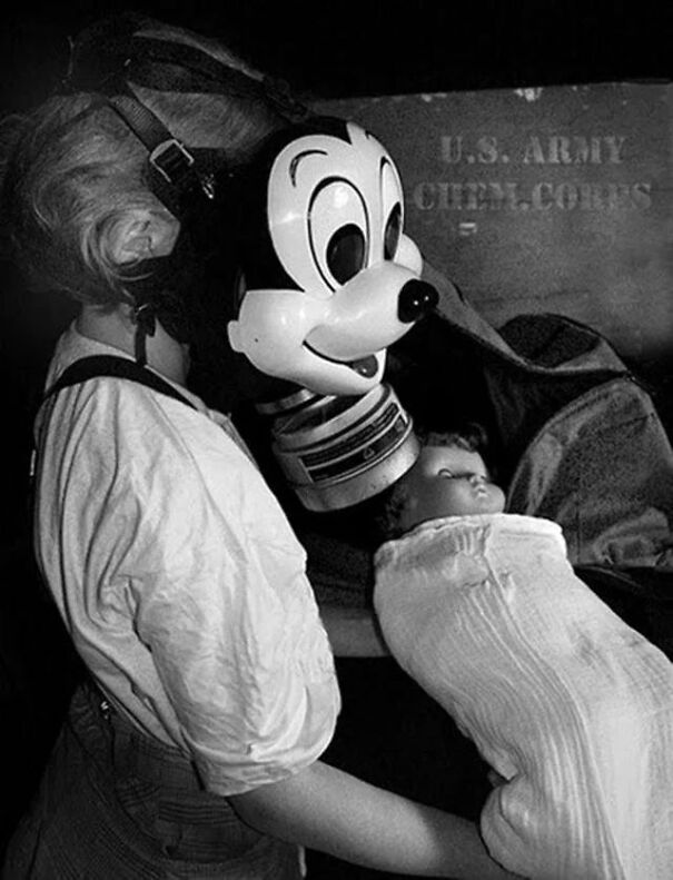 A Mickey Mouse Gas Mask For Children During Ww2, 1942