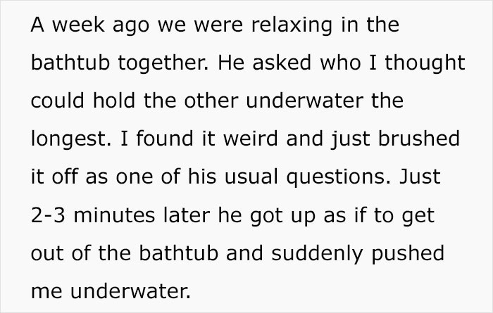 BF Holds His Partner Underwater, Is Surprised She Is Shaken And Upset