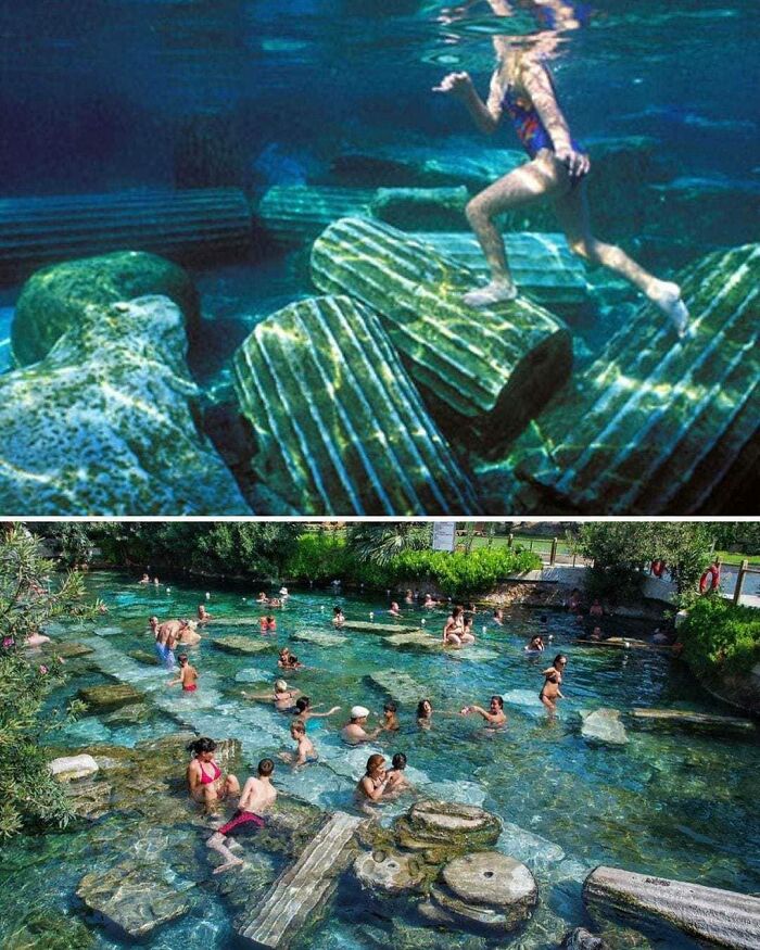 2,200-Year-Old Ancient Pool Located In The Ancient City Of Hierapolis. It Is Also Known As Cleopatra's Pool