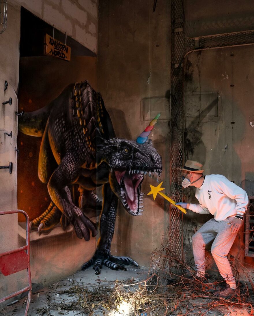 French Street Artist Paints 3D Graffiti And It’s Not For The Faint Of Heart ( New Pics)