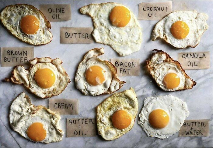 Fried Eggs By Fat Used, Pan Type, And How Fully Cooked!