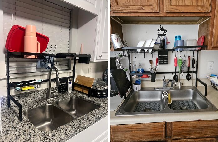 No More Soggy Countertops! This Adjustable Dish Rack Lets You Drip-Dry Dishes Directly Over The Sink