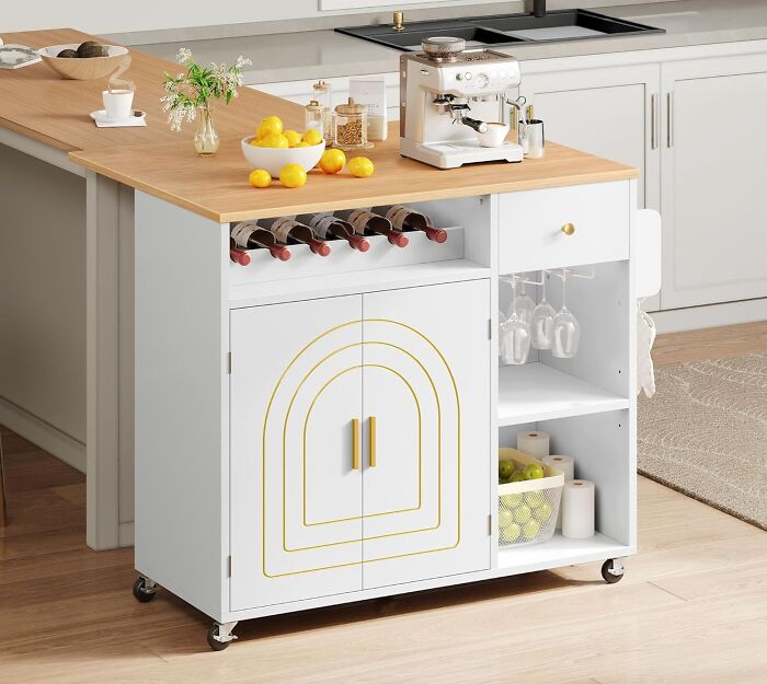 A Kitchen Island With Folding Drop Leaf Is The Transformer Your Small Kitchen Needs, Expanding For Dinner Parties And Shrinking Back Down For Solo Snack Attacks