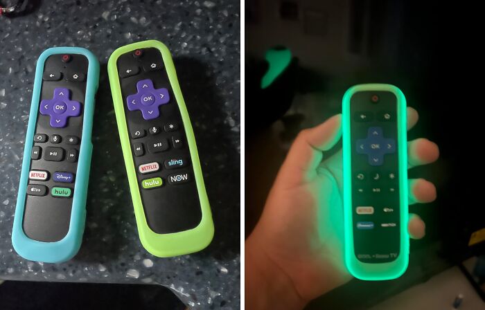 Finally, A Remote Control That Won't Get Lost In The Couch Cushions! This Glow-In-The-Dark Remote Case Is A Lifesaver