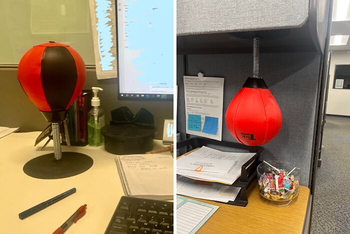 This Desktop Punching Bag Is The Stress-Relief Champion Your Desk Has Been Training For, Ready To Take A Beating So You Don't Have To! 