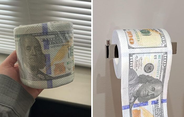 This Money Roll Toilet Paper Might Not Be The Most Practical Bathroom Accessory, But It's Definitely The Most Hilarious Way To Add A Touch Of Luxury (And A Whole Lot Of Laughs) To Your Bathroom