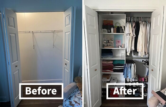 Before: A Jumbled Mess Of Clothes, Shoes, And Accessories Spilling Out Of Your Closet, Making Getting Dressed A Daily Struggle After: The All-In-One Closet Organizing Kit Swoops In To Save The Day, Transforming Your Chaotic Wardrobe Into A Perfectly Curated Boutique