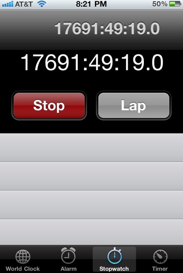 So My Boss Kept Asking Why His Battery Was Running Out So Fast. He's Pretty Much Had The Stopwatch Running Since He Got The Phone. 631 Days