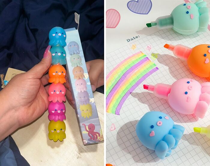  Colorful Octopus Shaped Highlighters Are The Playful And Practical Way To Add A Splash Of Under-The-Sea Fun To Your Note-Taking