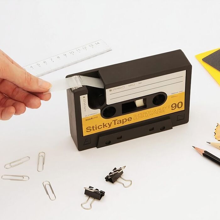 This Cassette Tape Dispenser Is A Blast From The Past, Bringing Back The Nostalgic Charm Of Mixtapes While Keeping Your Desk Tidy And Your Tape Handy