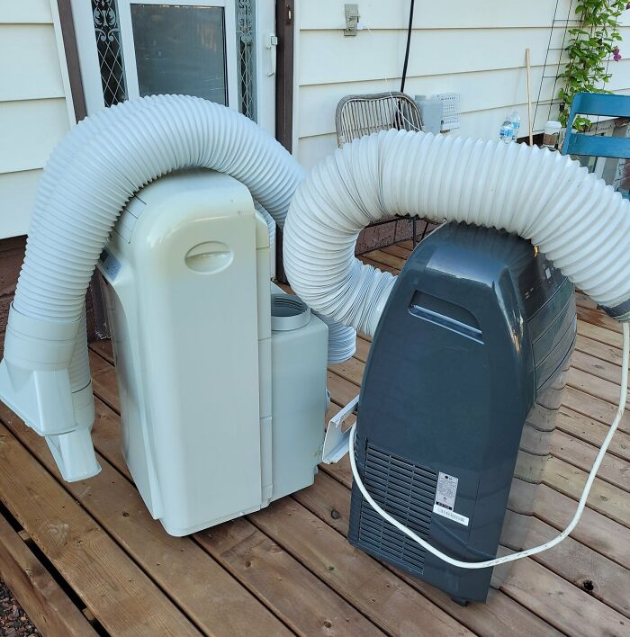 We Are In A Terrible Heatwave. People Are Selling Used AC Units For $1000+ Online. Our Neighbors Just Installed Central Air So They Gave Us These Cooling Beauties