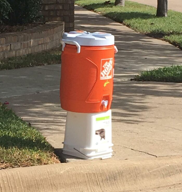 It’s Supposed To Be 108 Degrees Today And This Was Sitting At An Intersection In My Neighborhood. Thank You, Neighbor, For Looking Out For All Of Us