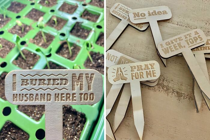 Forget Boring Labels And Give Your Garden A Good Laugh With These Hilarious Wooden Garden Markers