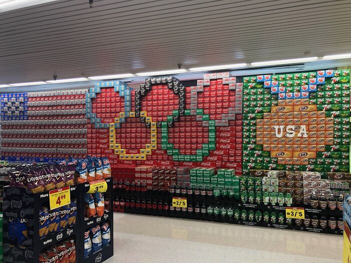 My Mom Sent This Picture Of The Soda Aisle At Her Grocery Store