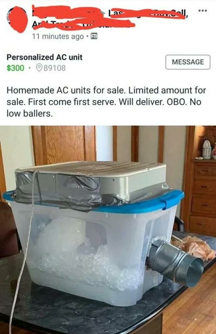 Only $300 For A Box Fan And A Tote Full Of Ice