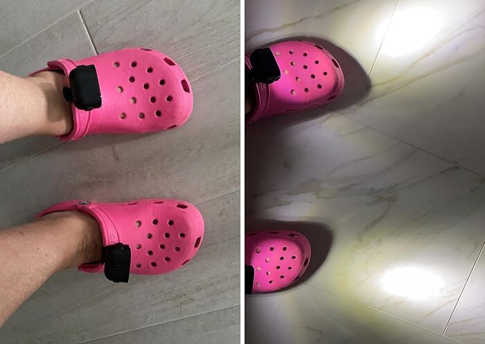 Forget About Tripping Over Toys In The Dark! These Headlights For Crocs Will Illuminate Your Path And Save Your Toes (And Your Dignity)