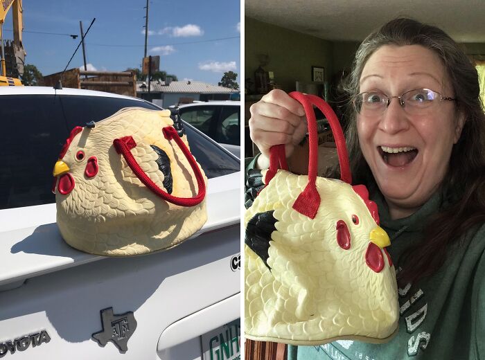 This Rubber Chicken Purse Isn't Just A Bag, It's A Guaranteed Clucking Good Time! Heads Will Turn And Conversations Will Start When You Strut Your Stuff With This Hilarious, Feathery Fashion Statement