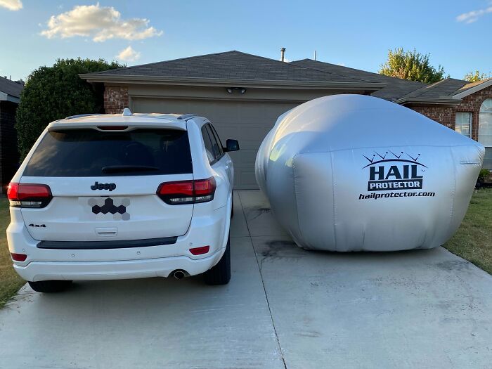 My Neighbor Has A Big Inflatable Thing To Protect His Car From Hail