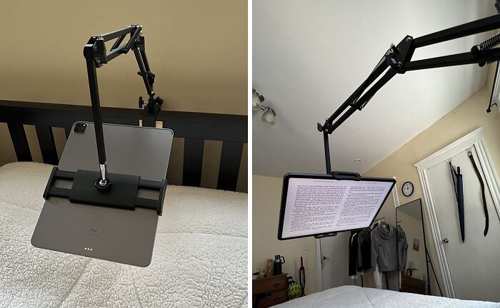 This Adjustable Tablet Stand Is The Perfect Way To Turn Your Bed Into A Home Office Or A Movie Theater