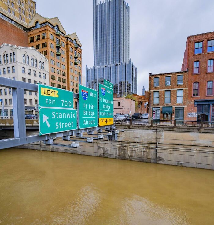 Flooding In Pittsburgh. The River Level In Downtown Was The Highest It Has Been Since 2005