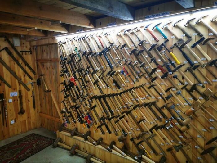 A Museum Of Hammers Located In Lithuania. The Owner Said, That There Were Around 1200 Hammers, Which Were Collected By Him Only. And It's Not Only The Hammers That You Hammer Nails With