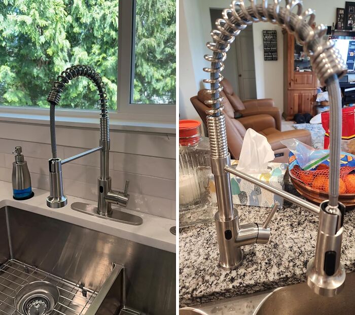 "My motion sensor kitchen faucet. I cook a lot and therefore need to wash my hands frequently, Not having to touch a faucet handle when I've been seasoning raw chicken or kneading bread dough brings me joy." - Clearlykate